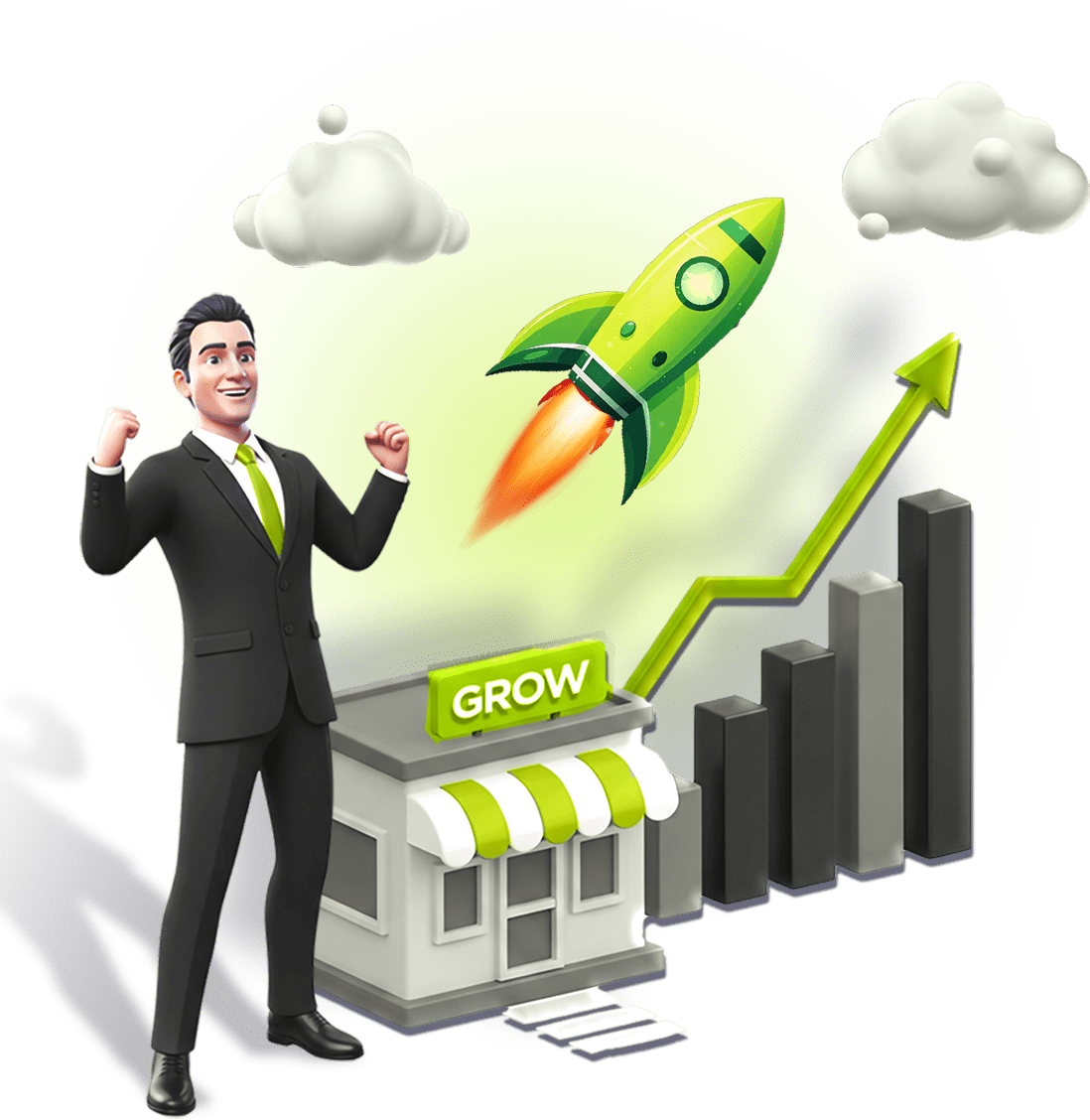 TCSWD graphic representation with upward arrow symbolizing global business growth and expansion